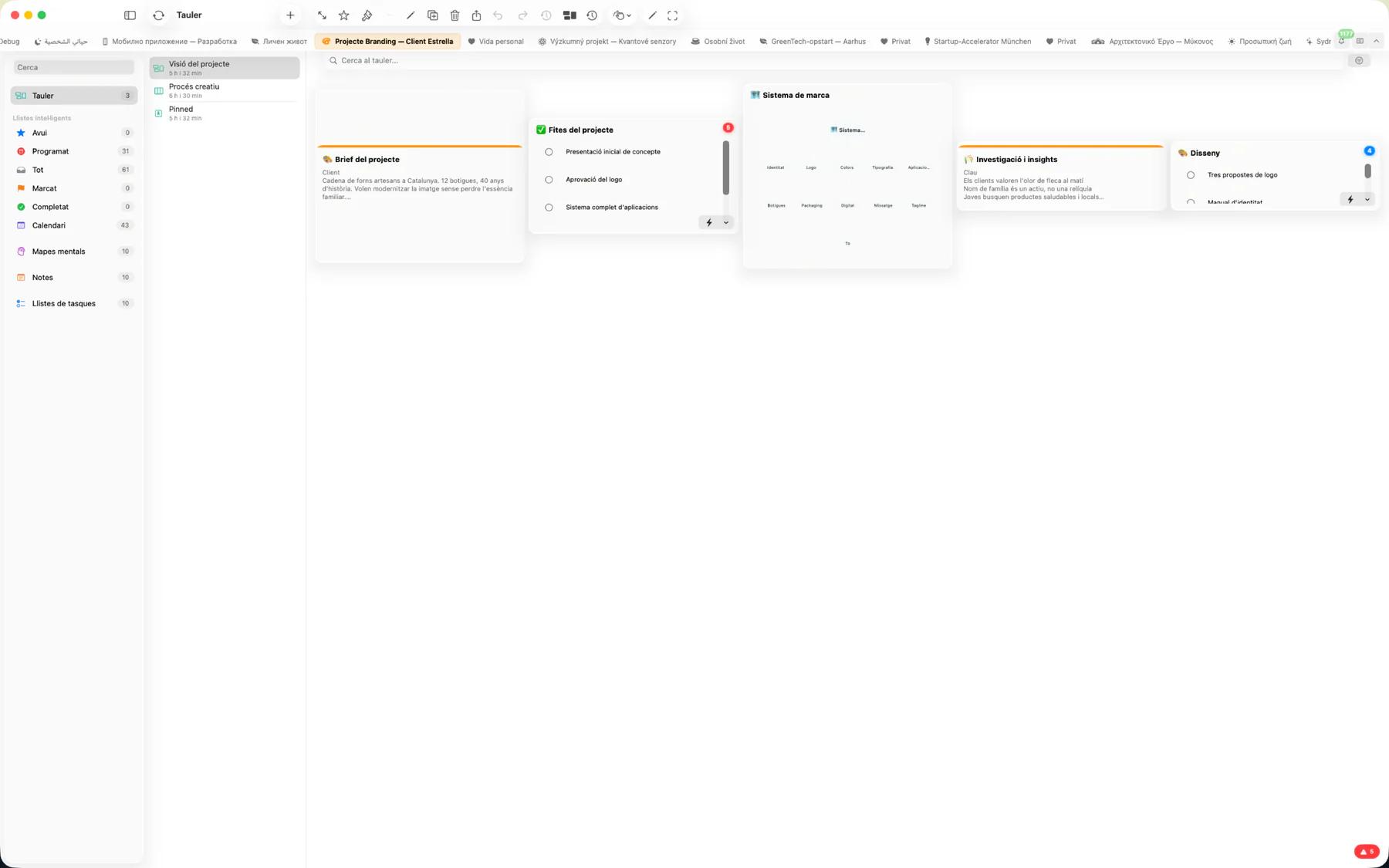 Resum del quadre de Mintofu amb widgets redimensionables de notes, tasques i calendari