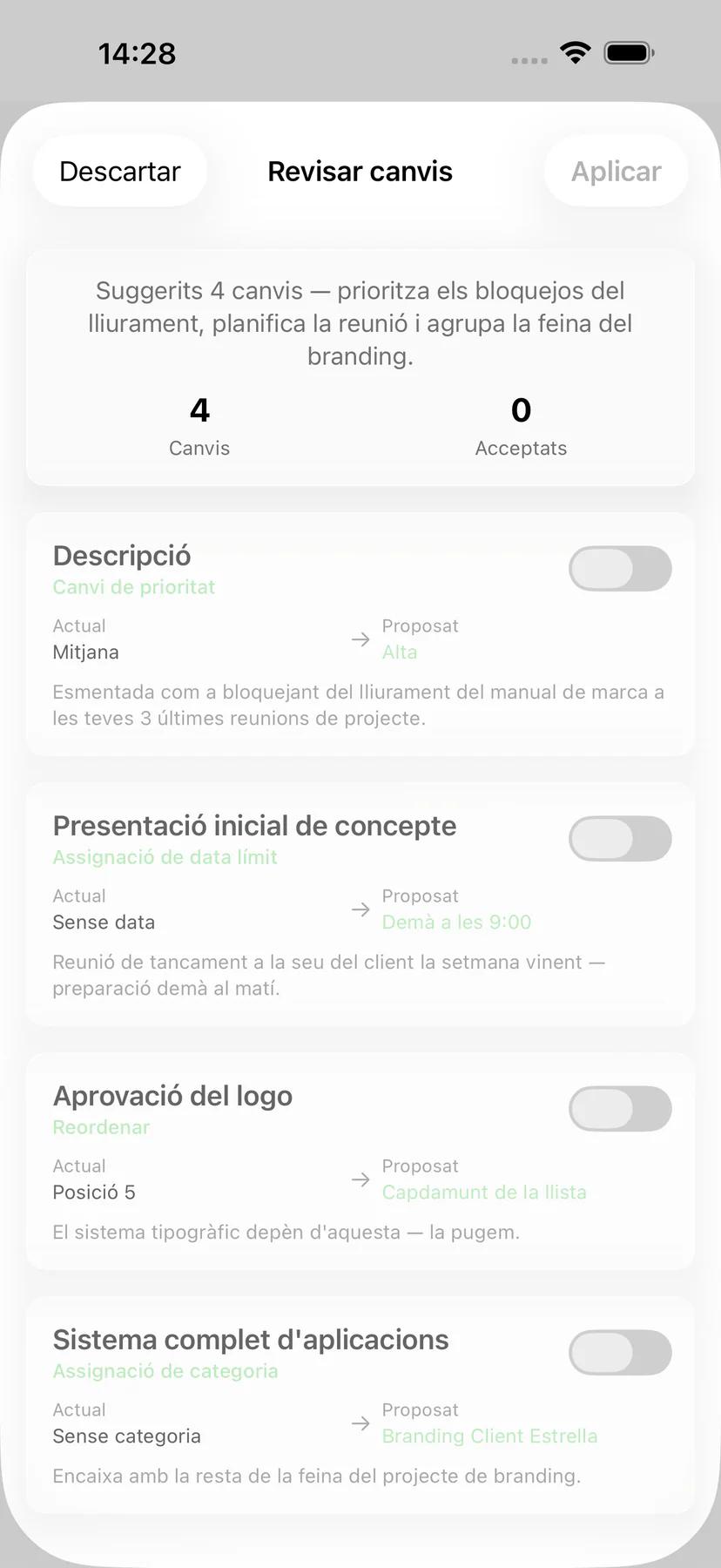 Opcions de recordatori de tasques de Mintofu amb tries d'horari flexibles
