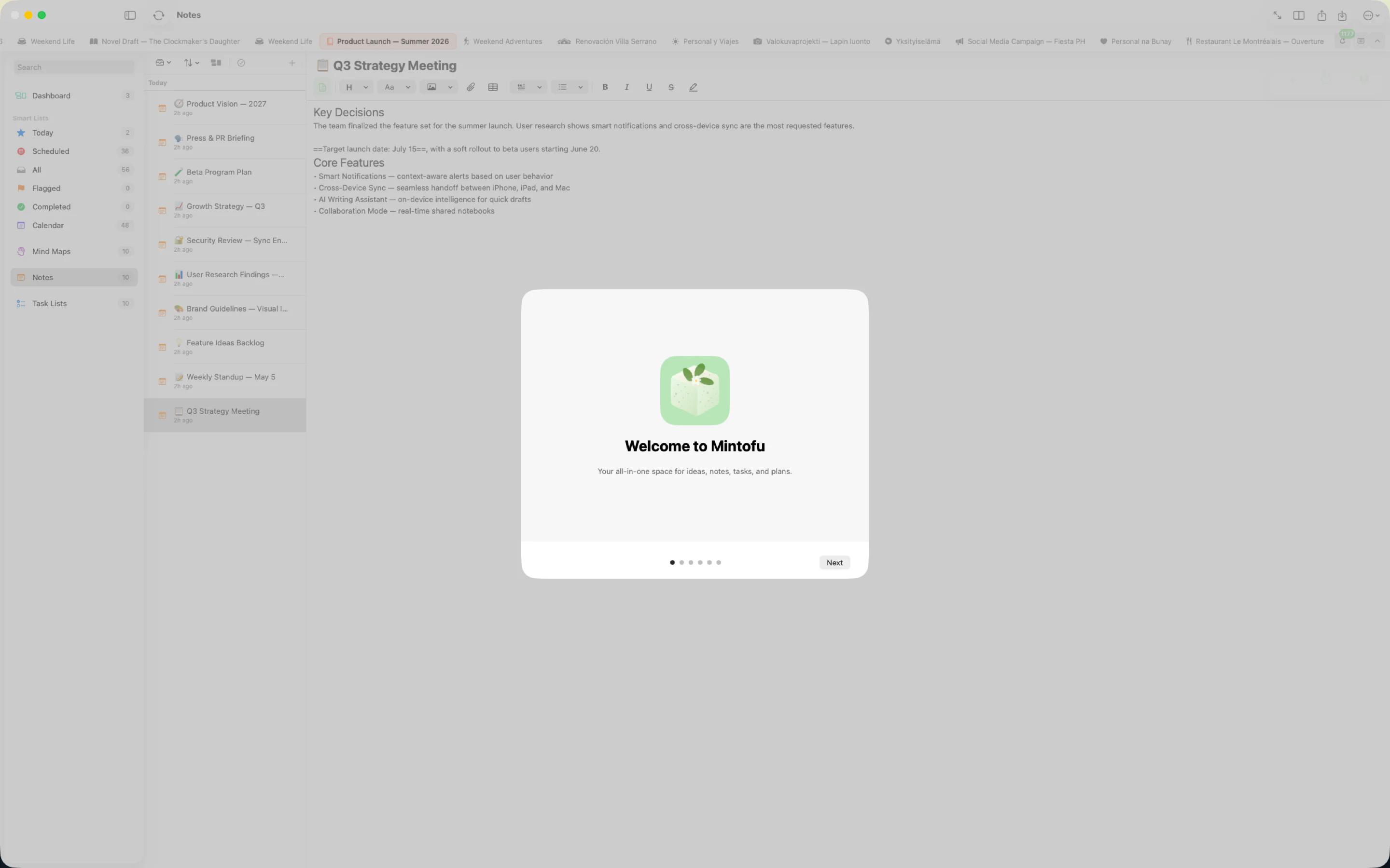 Mintofu showing the same content on iPhone, iPad, and Mac simultaneously