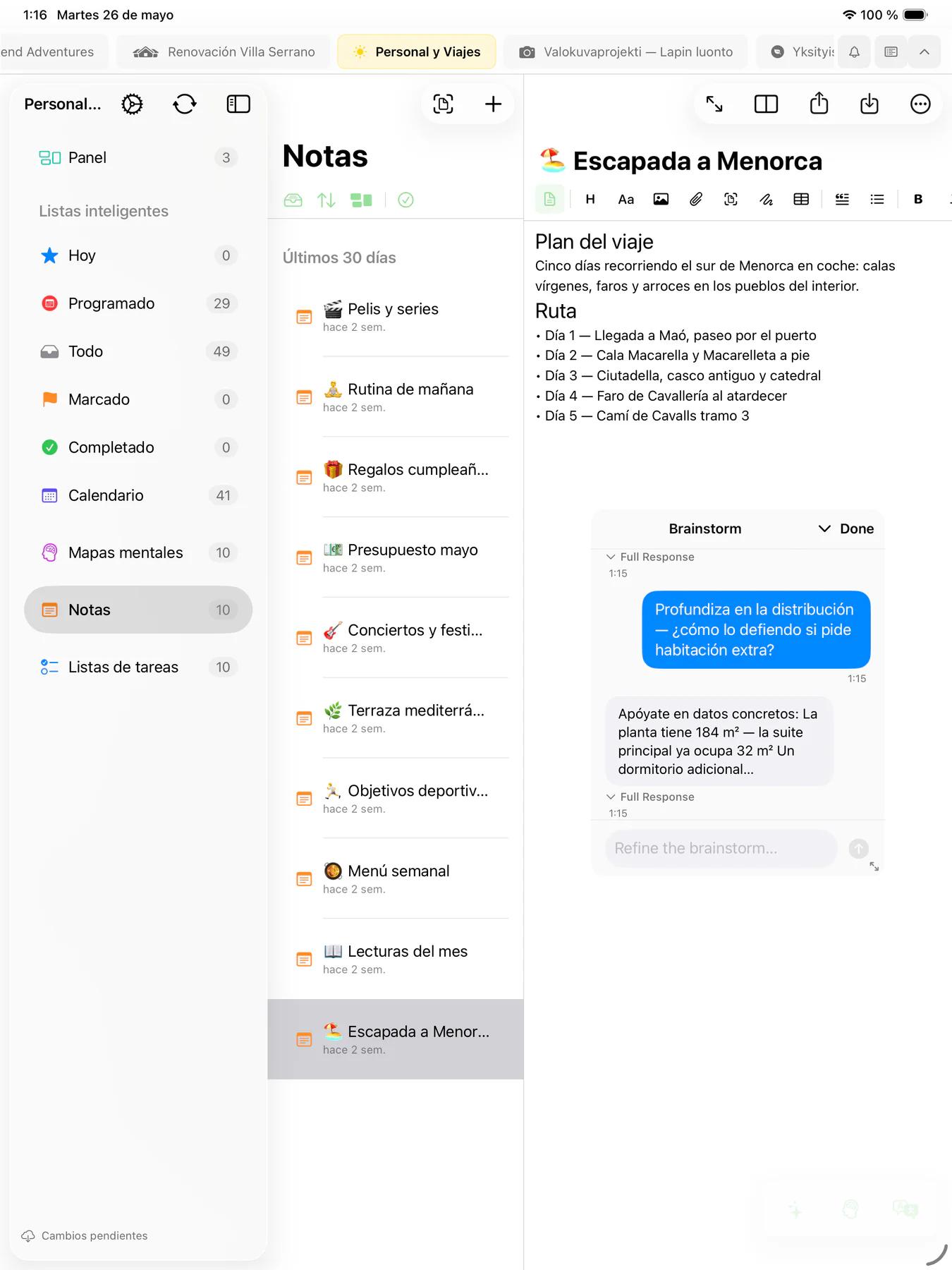 Sesión de brainstorming de la IA de Mintofu con conversación de varios turnos
