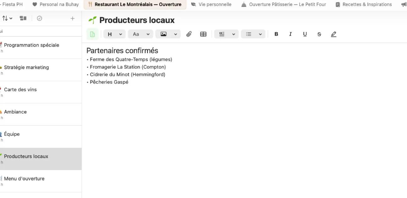 Éditeur de notes Mintofu avec mise en forme de texte enrichi