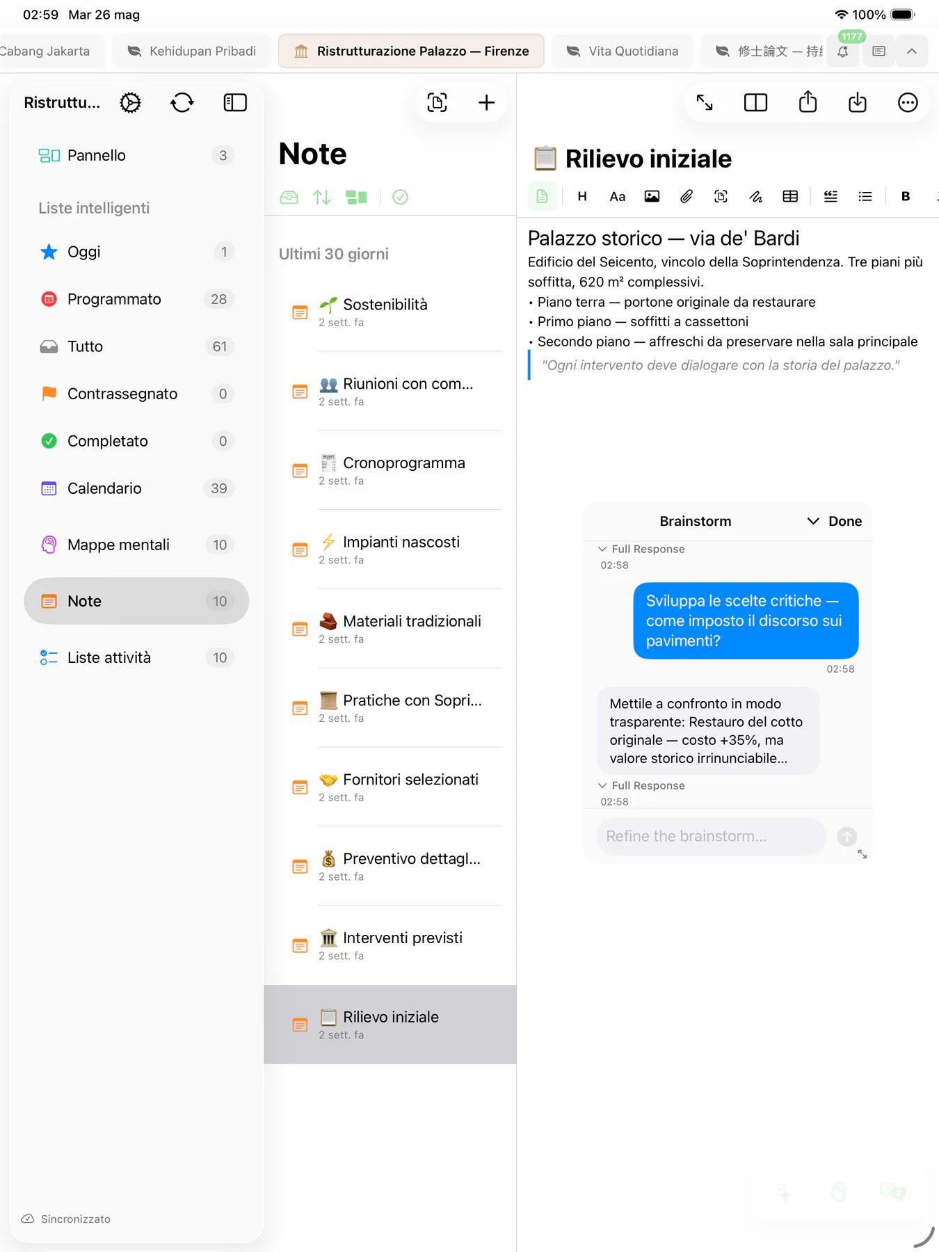 Sessione di brainstorming IA Mintofu con conversazione a più turni