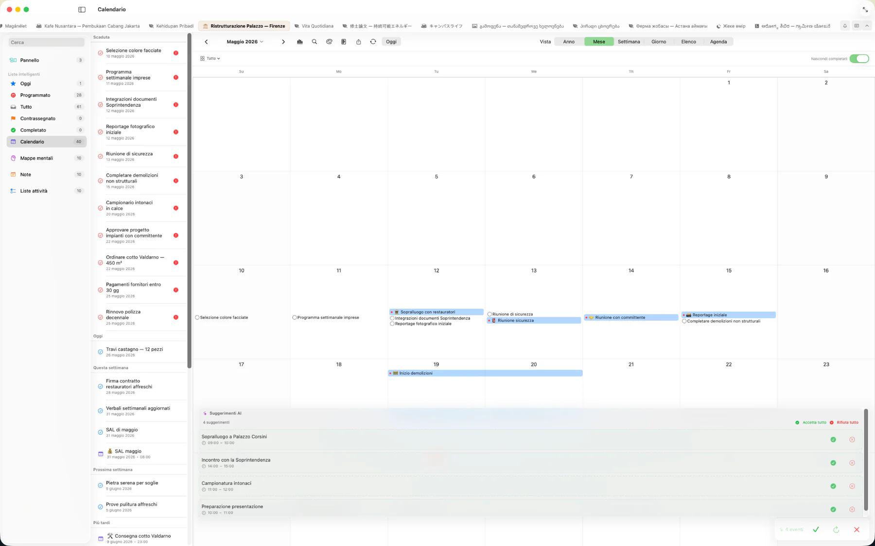 Modulo di creazione evento Mintofu con analisi delle date in linguaggio naturale