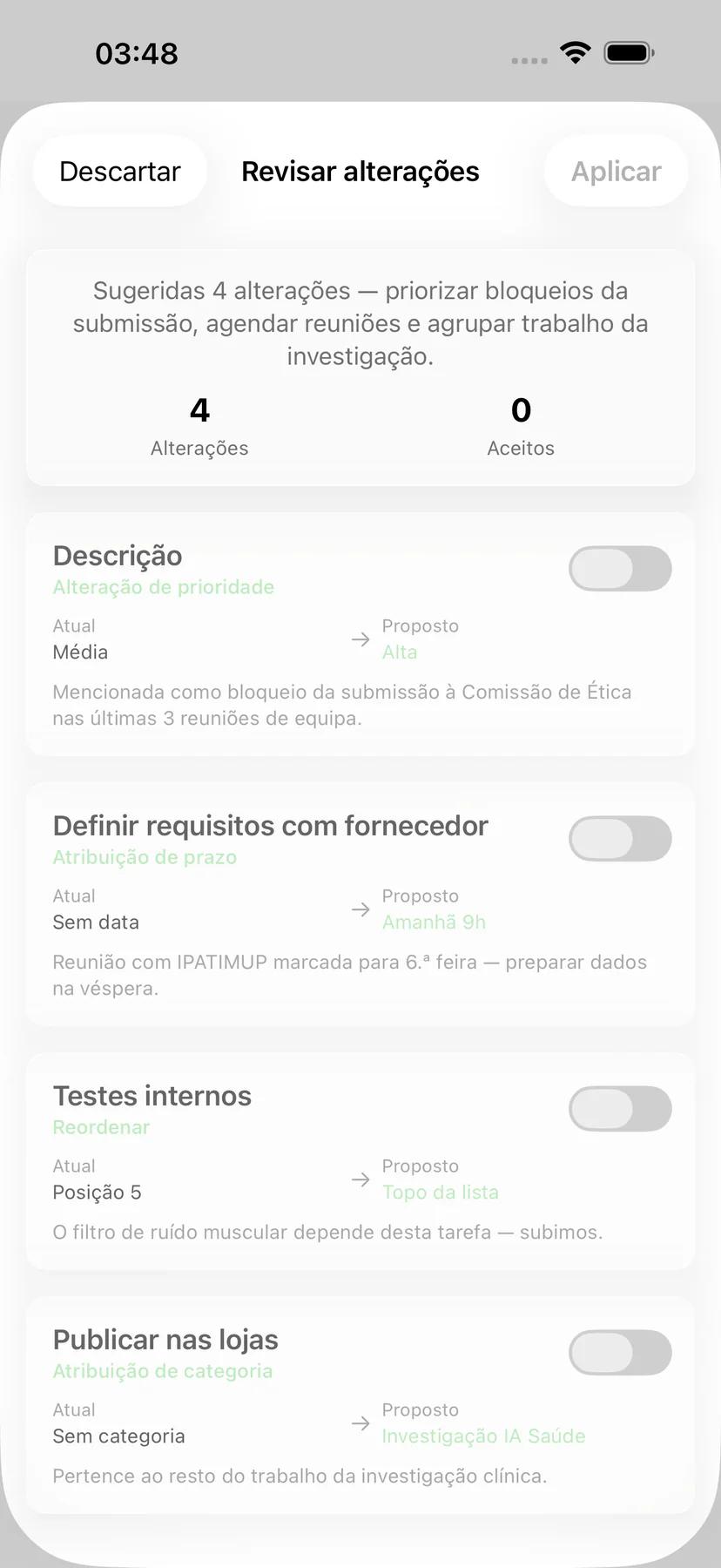 Opções de lembrete de tarefa do Mintofu com escolhas flexíveis de tempo