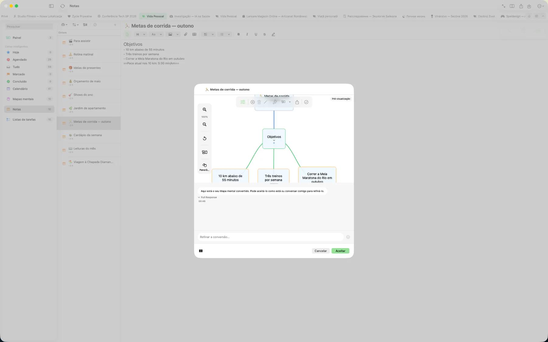 Mintofu a converter um mapa mental numa lista de tarefas estruturada lado a lado