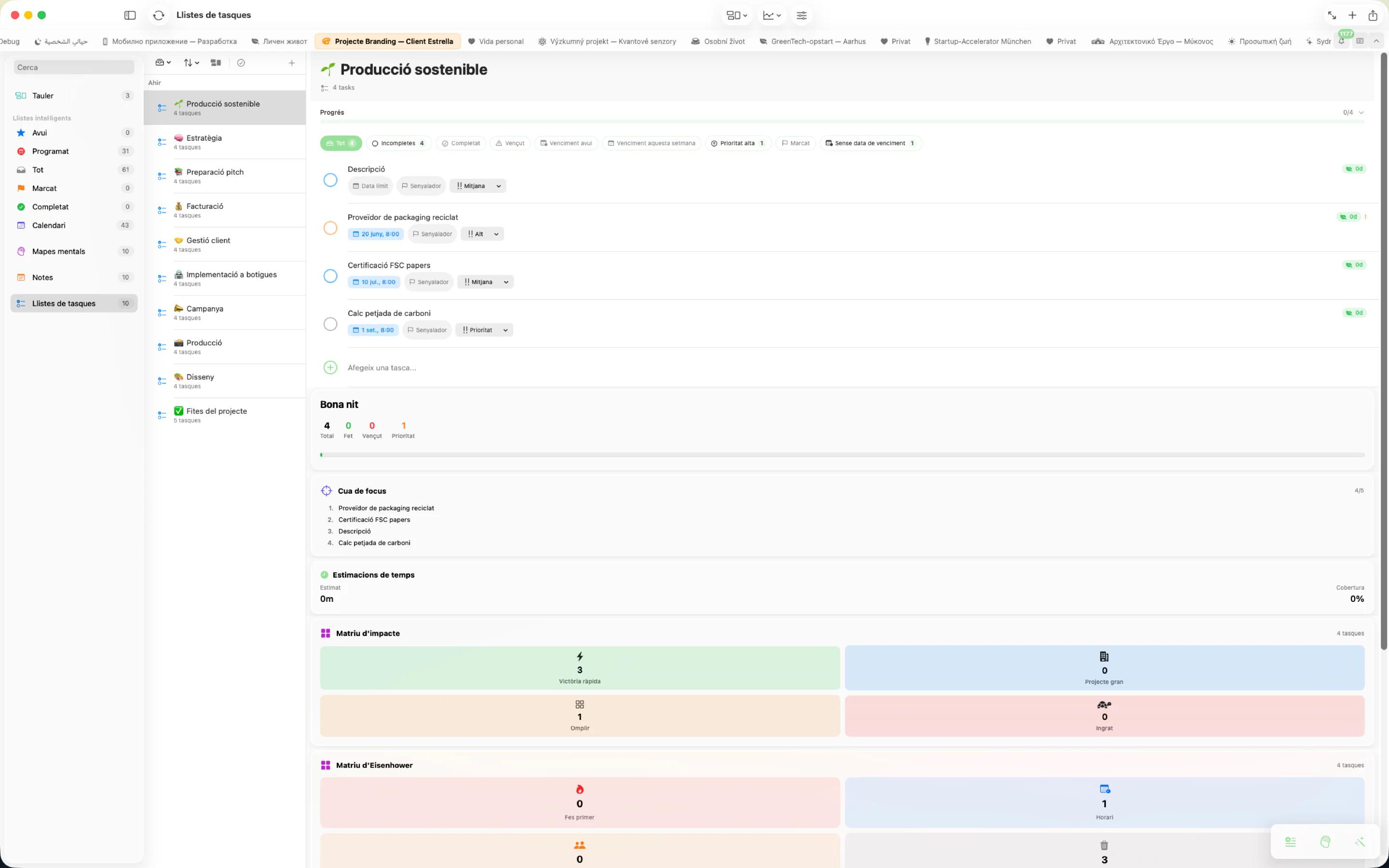 Mintofu funcionant a Mac, iPad i iPhone — mostrant l'editor de notes, el llenç de mapes mentals i la llista de tasques amb prioritats