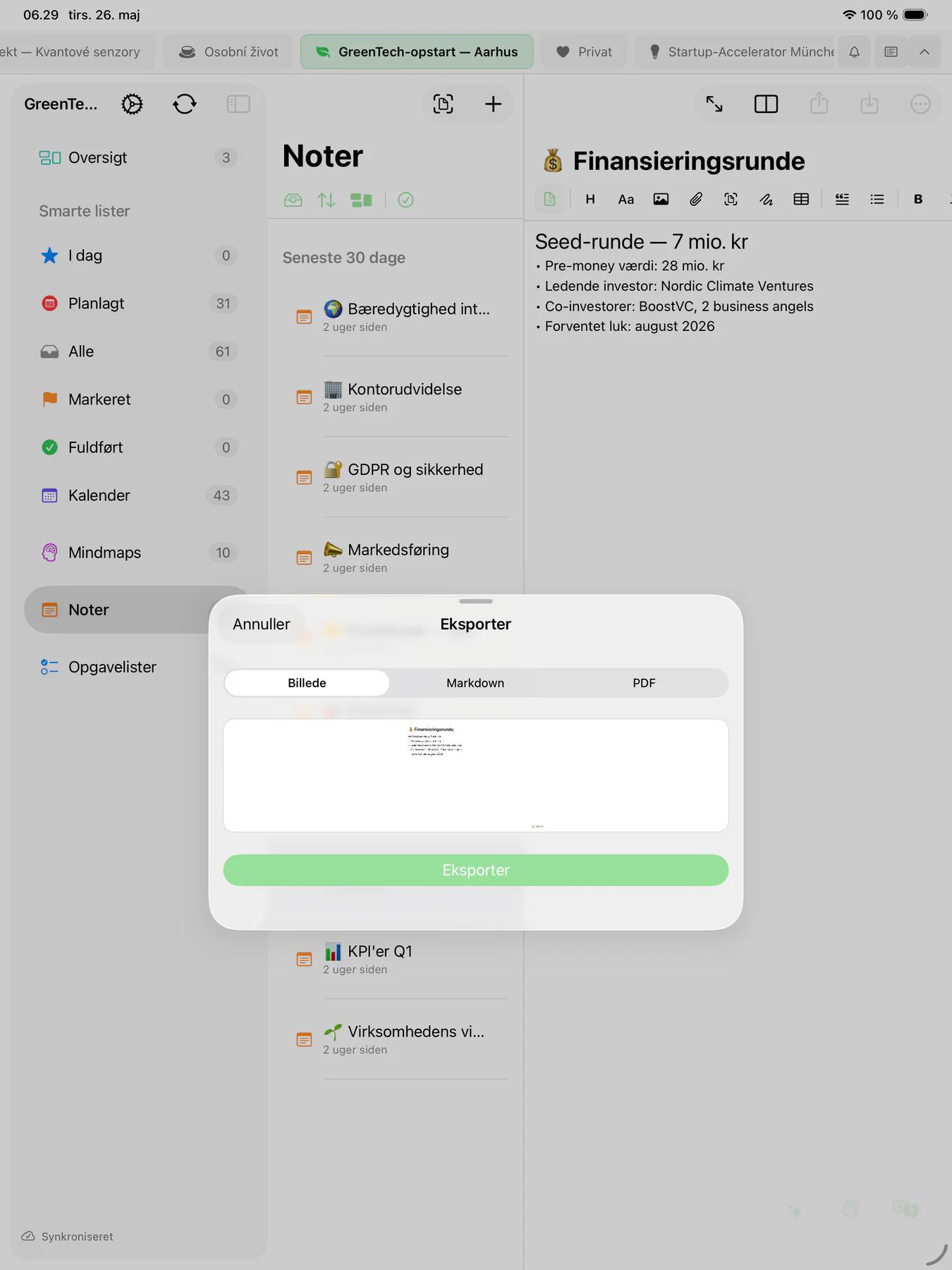 Mintofu PDF-eksport-eksempel med formateret dokument klar til at dele