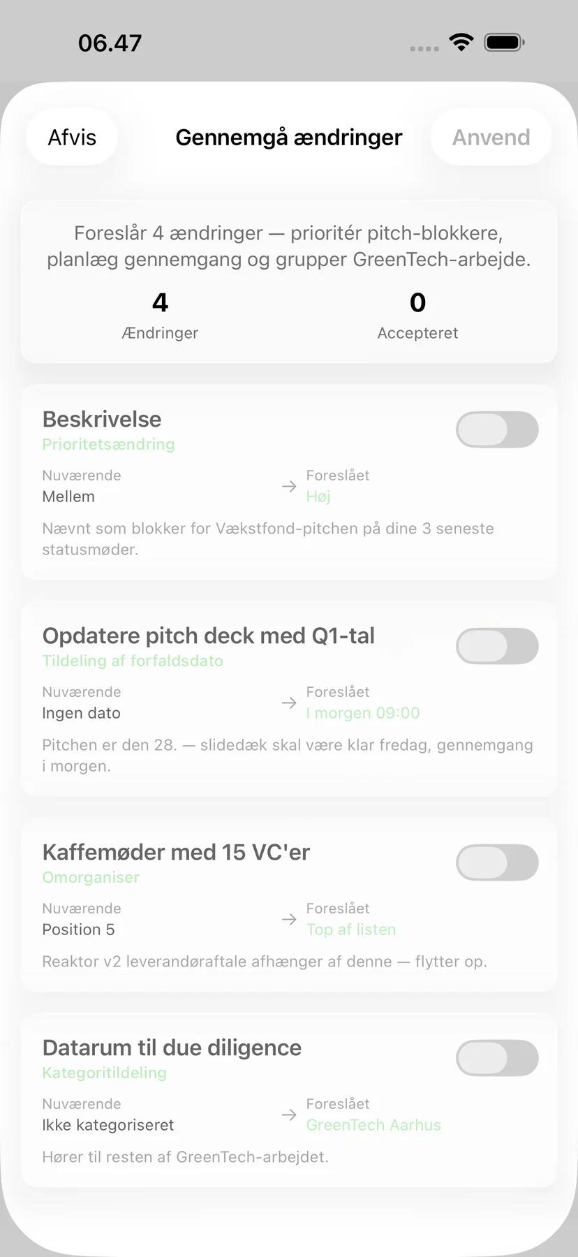 Mintofu påmindelsesindstillinger med fleksible tidsvalg