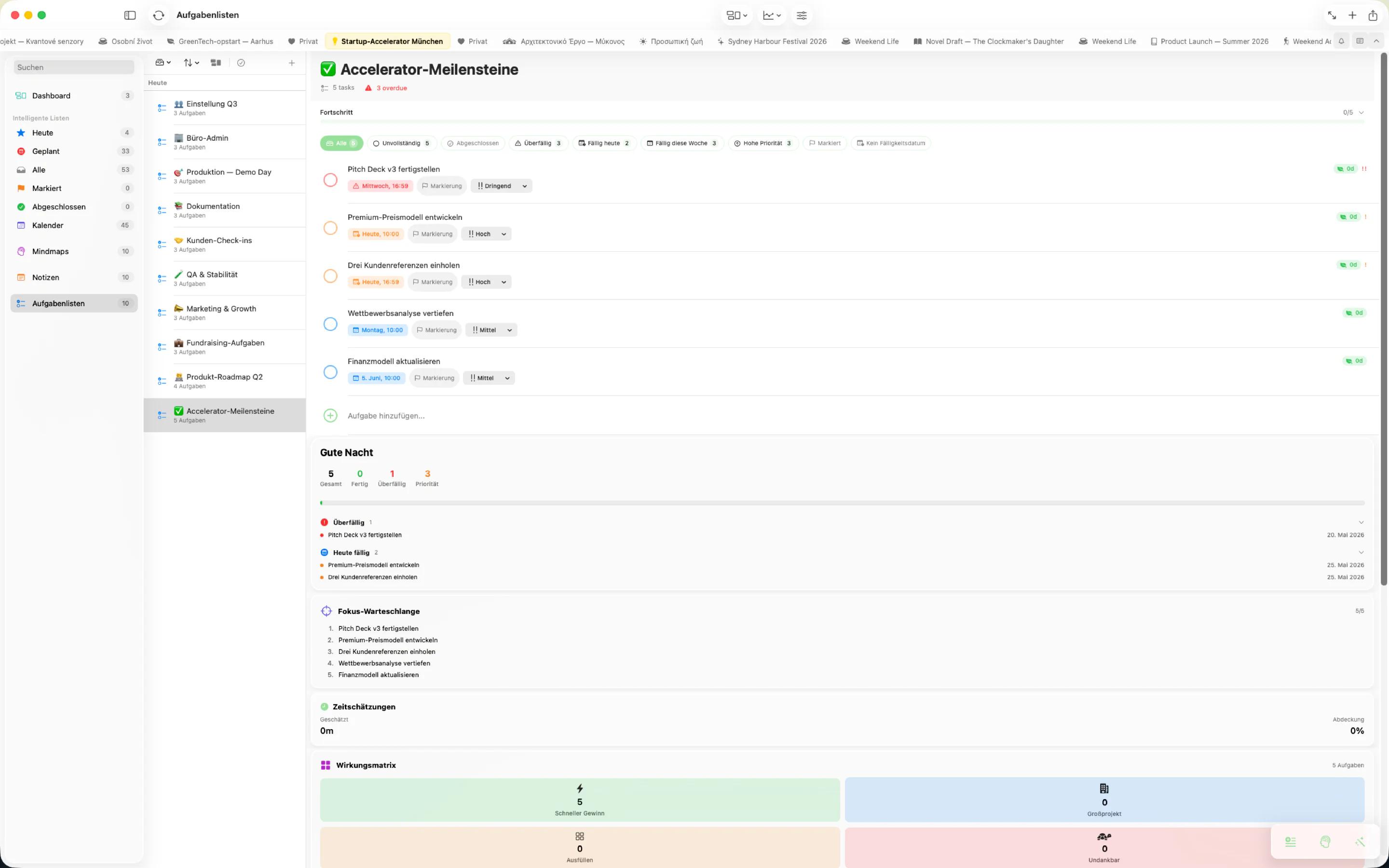 Mintofu auf Mac, iPad und iPhone — zeigt den Notizeditor, die Mindmap-Leinwand und die Aufgabenliste mit Prioritäten