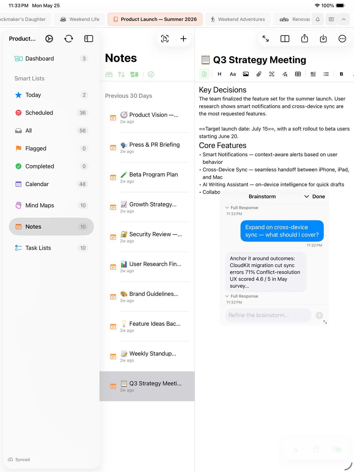 Mintofu AI brainstorm session with multi-turn conversation