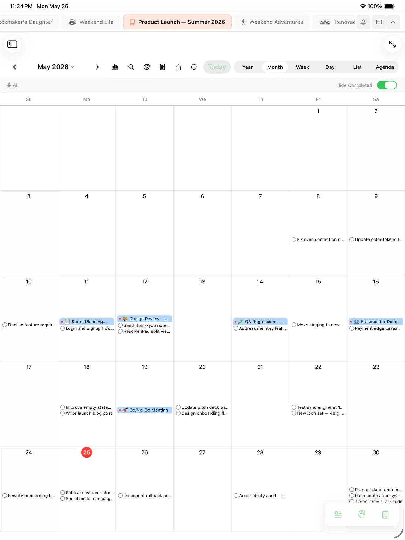 Mintofu calendar daily agenda with hour blocks and scheduled tasks