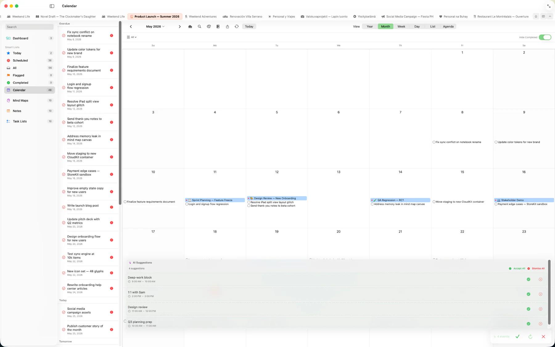 Mintofu event creation form with natural language date parsing