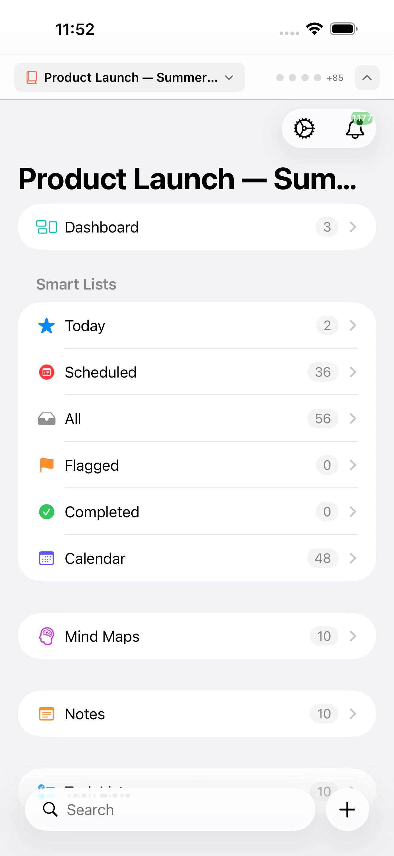 Mintofu running on Mac, iPad, and iPhone — showing the note editor, mind map canvas, and task list with priorities