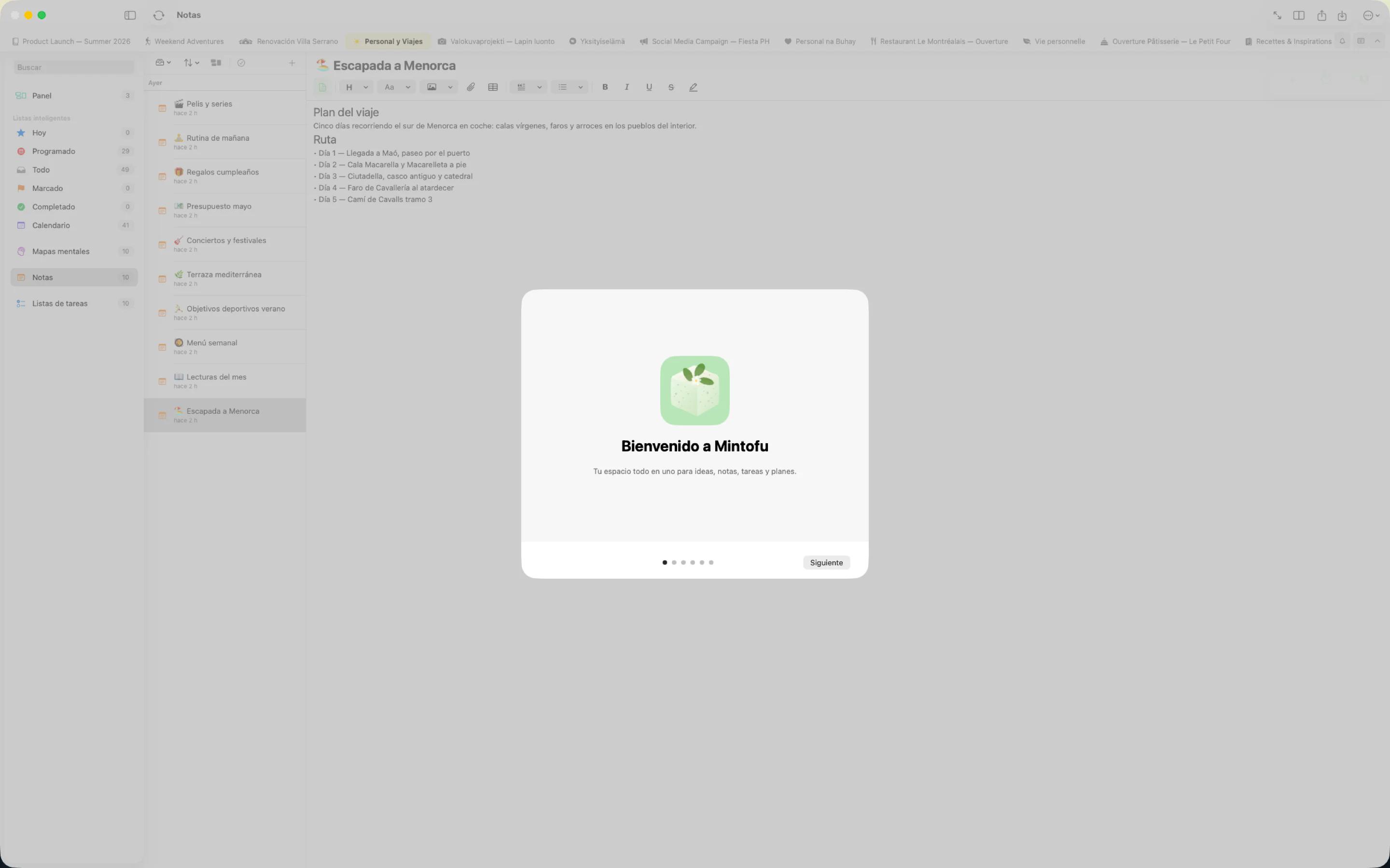 Mintofu mostrando el mismo contenido en iPhone, iPad y Mac al mismo tiempo