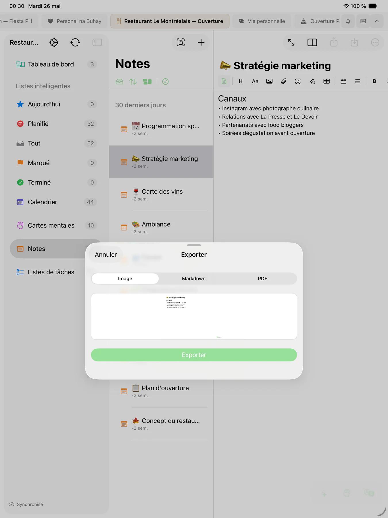 Aperçu de l'export PDF Mintofu avec document formaté prêt à partager