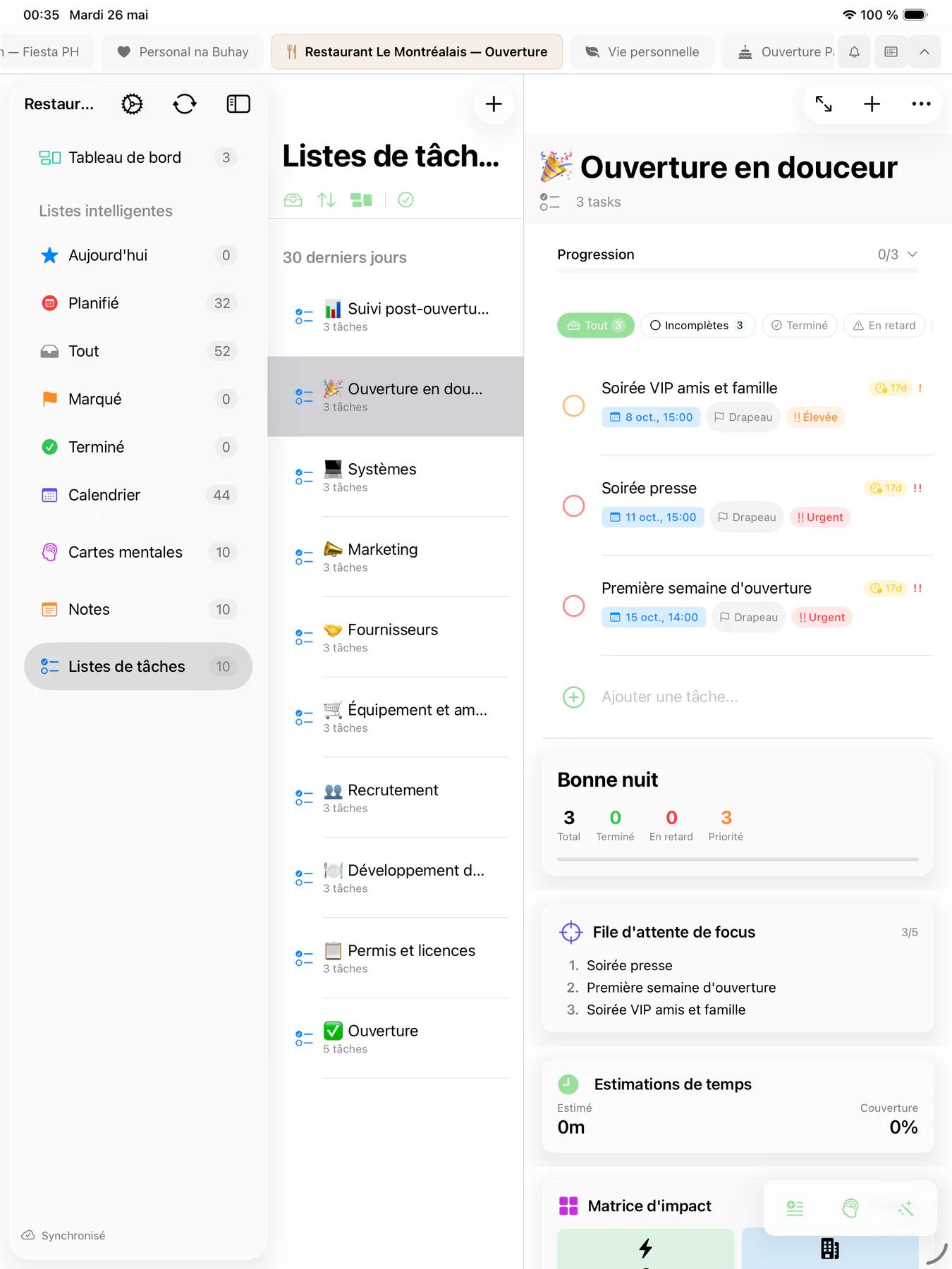 Smart Lists Mintofu avec règles de filtrage personnalisées et flux d'activité