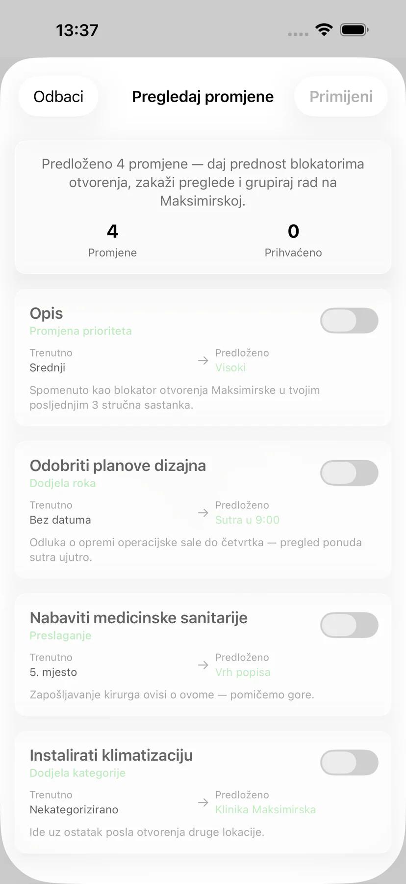 Mintofu opcije podsjetnika za zadatak s fleksibilnim odabirom vremena