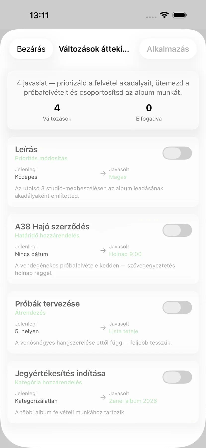 Mintofu feladatemlékeztető beállítások rugalmas időzítési lehetőségekkel