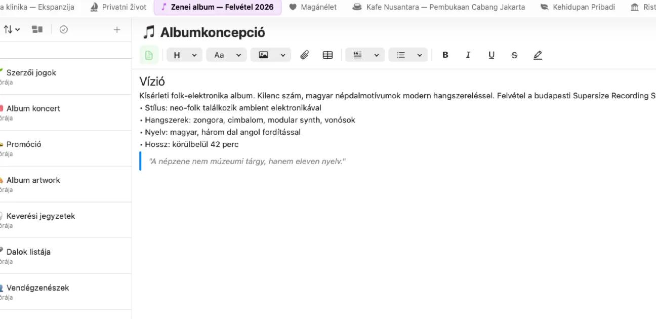 Mintofu jegyzetszerkesztő gazdag szövegformázással