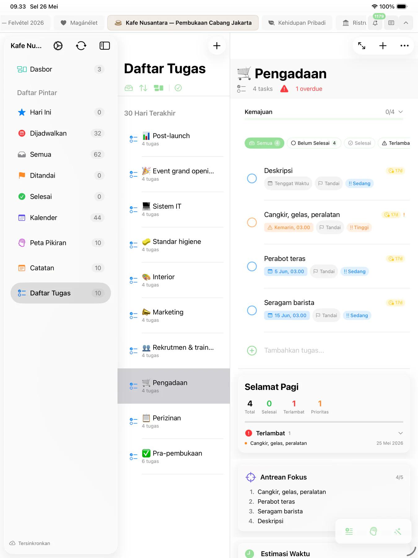 Smart Lists Mintofu dengan aturan filter khusus dan umpan aktivitas