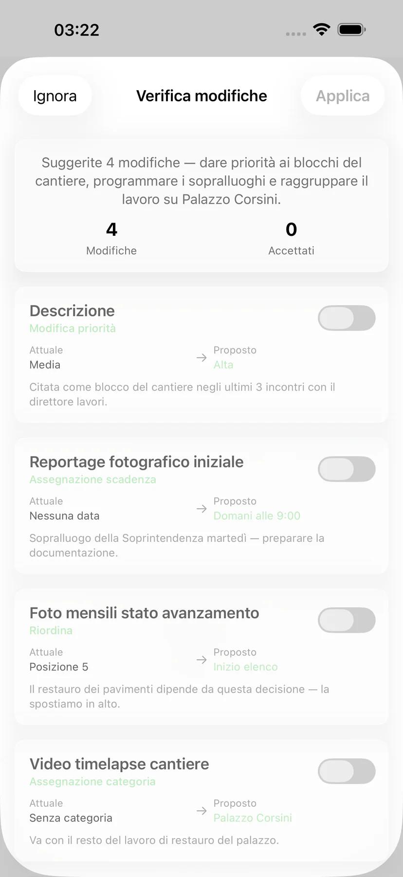 Opzioni di promemoria attività di Mintofu con scelte di tempistica flessibili