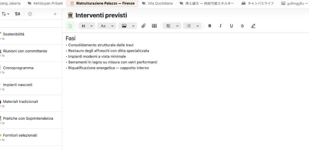 Editor di note Mintofu con formattazione del testo avanzata