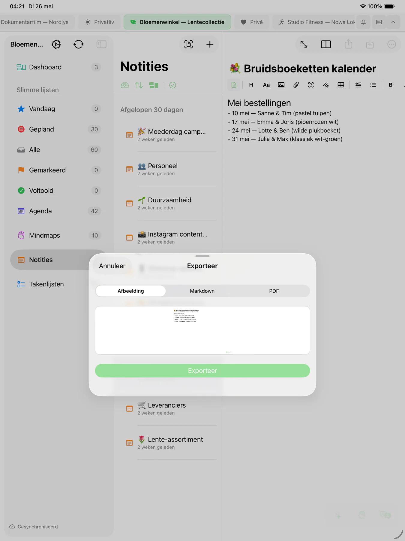 Mintofu PDF-exportvoorbeeld met opgemaakt document klaar om te delen