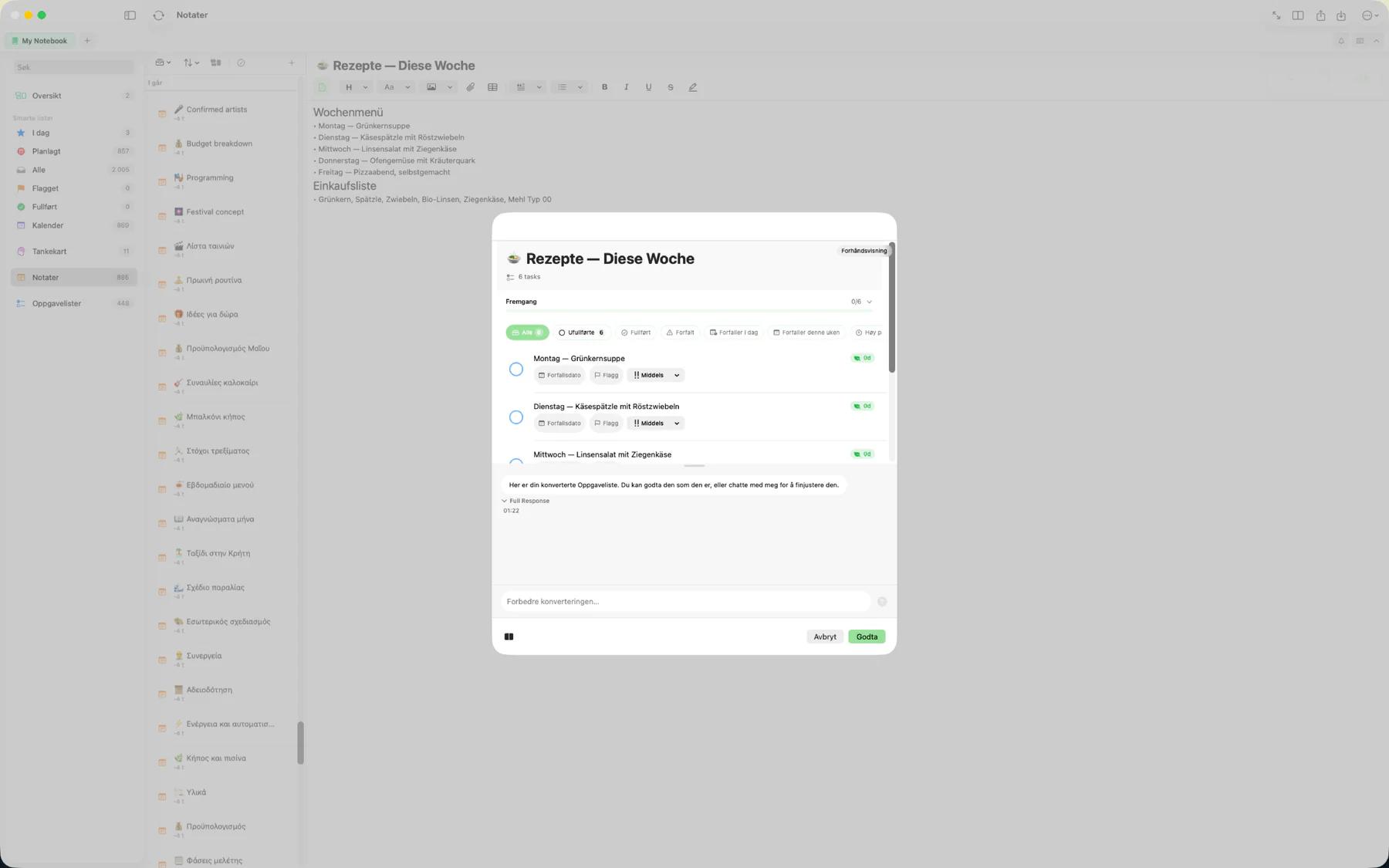 Mintofu konverterer et notat til en strukturert oppgaveliste