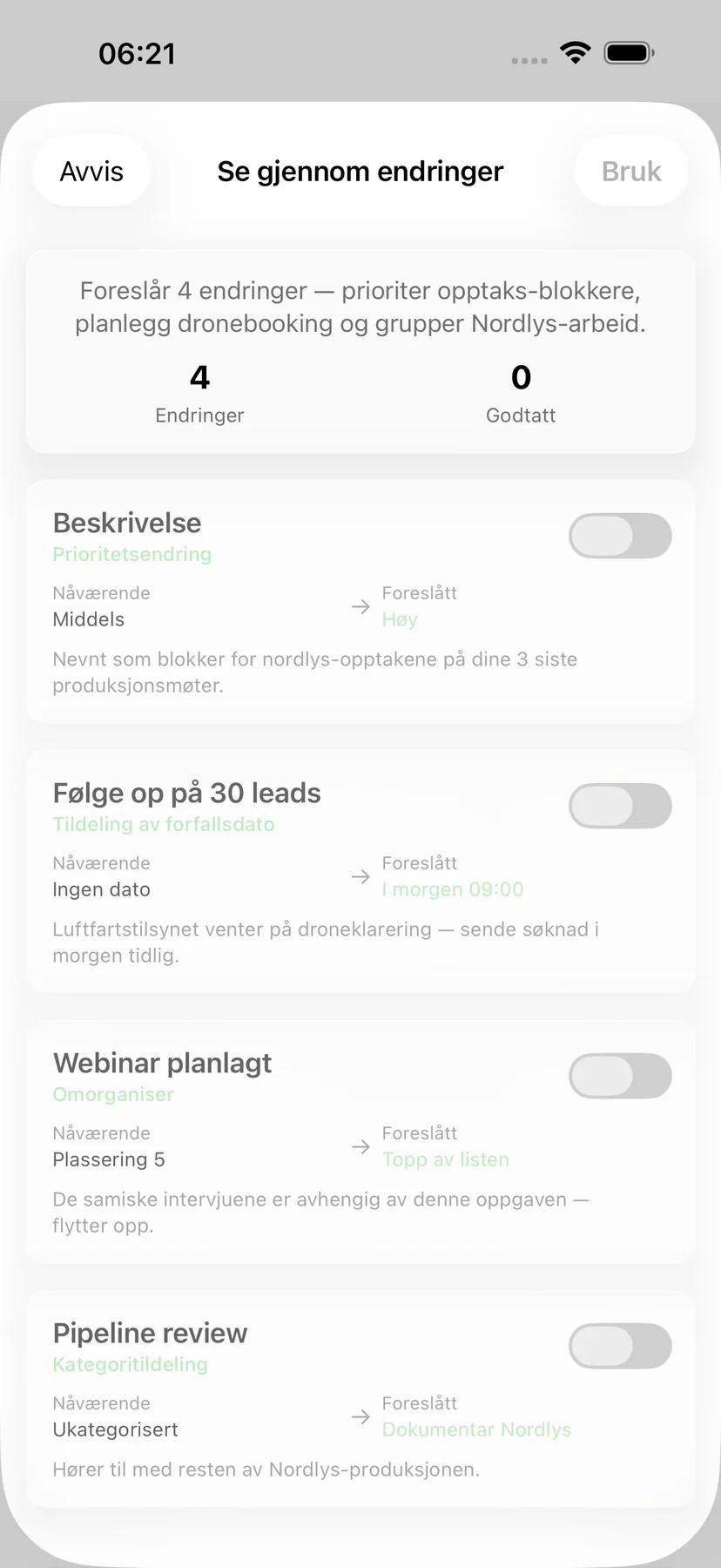 Mintofu påminnelsesalternativer med fleksible tidsvalg