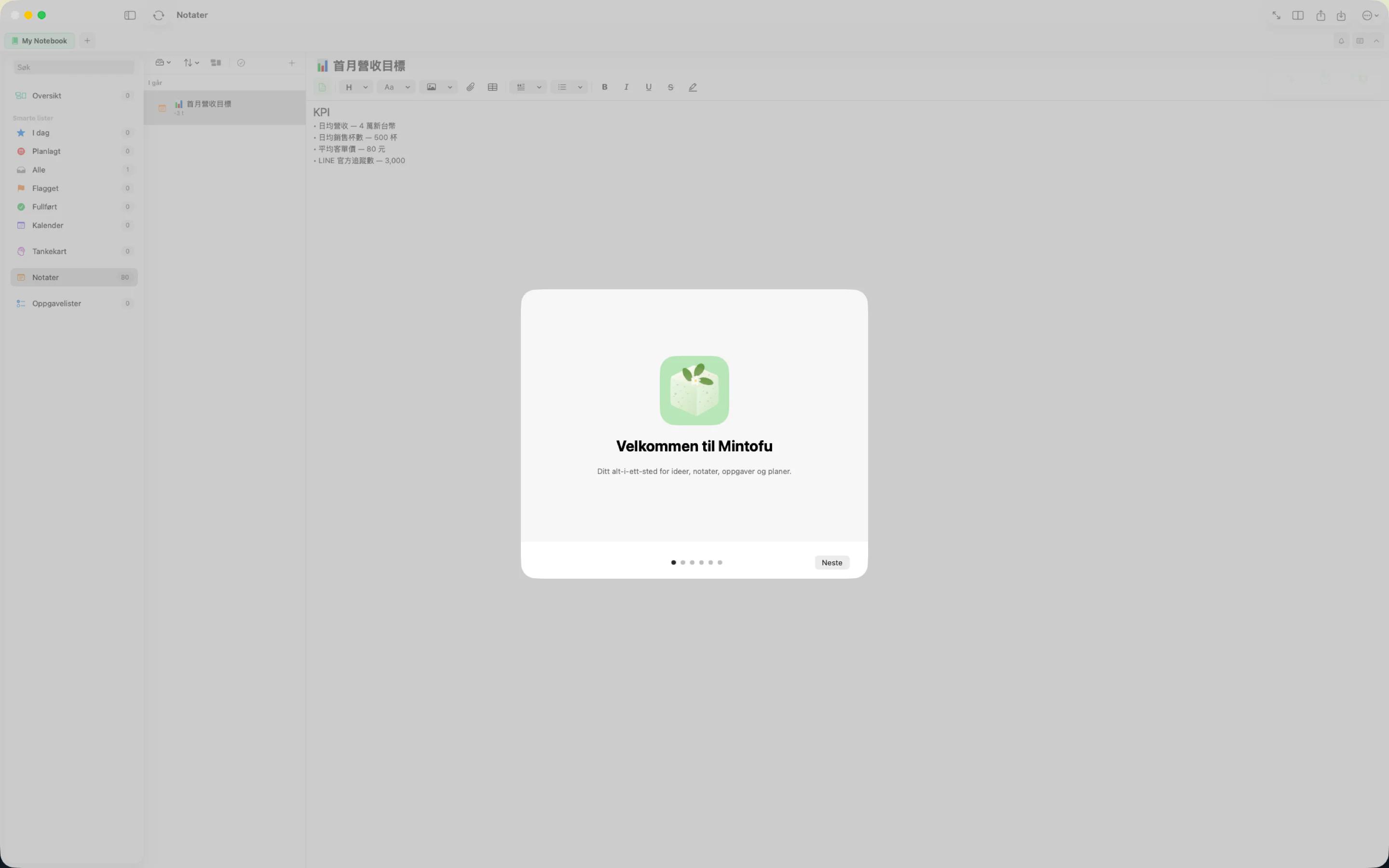 Mintofu viser samme innhold på iPhone, iPad og Mac samtidig