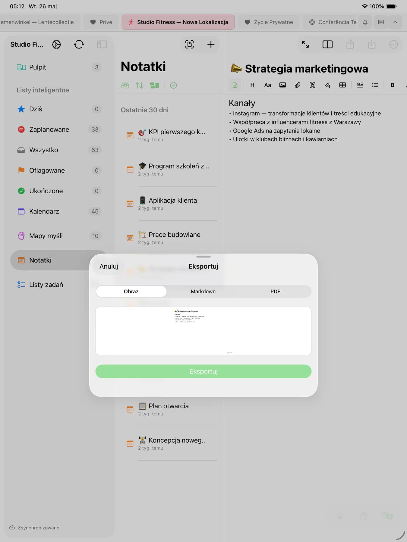 Podgląd eksportu PDF Mintofu z sformatowanym dokumentem gotowym do udostępnienia