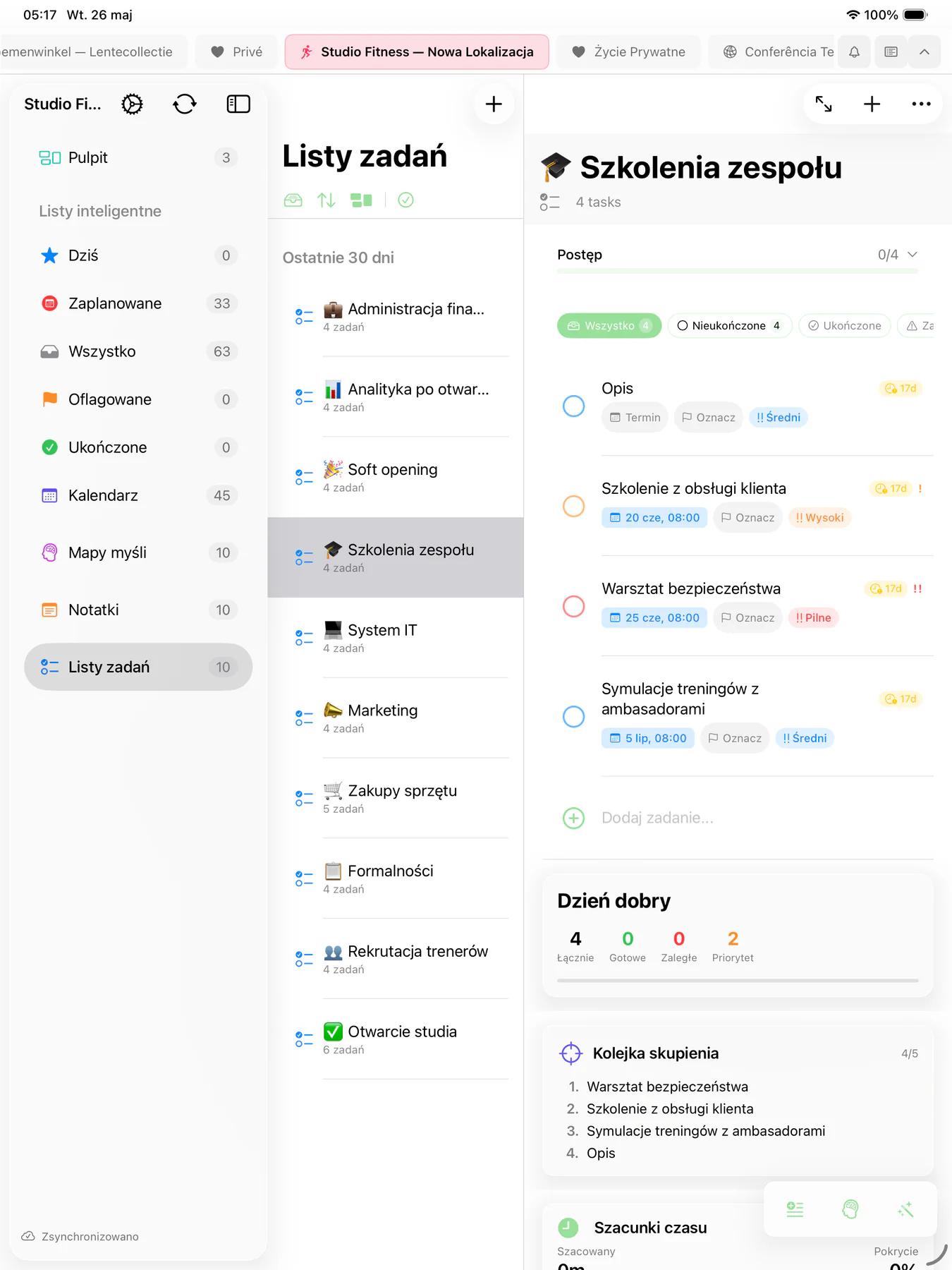 Smart Lists Mintofu z niestandardowymi regułami filtrowania i kanałem aktywności