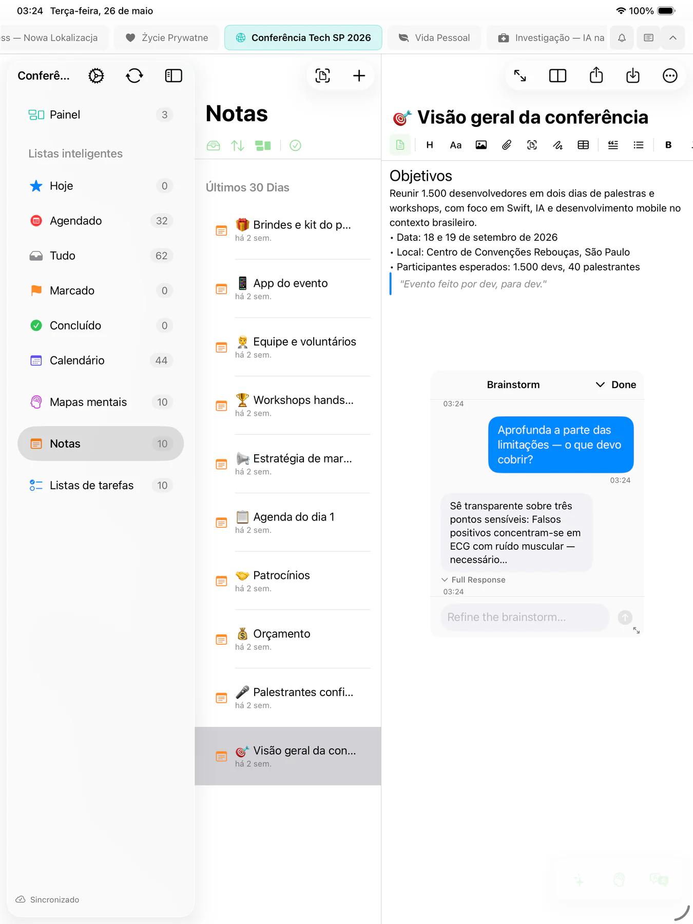 Sessão de brainstorm com IA do Mintofu com conversa em vários turnos