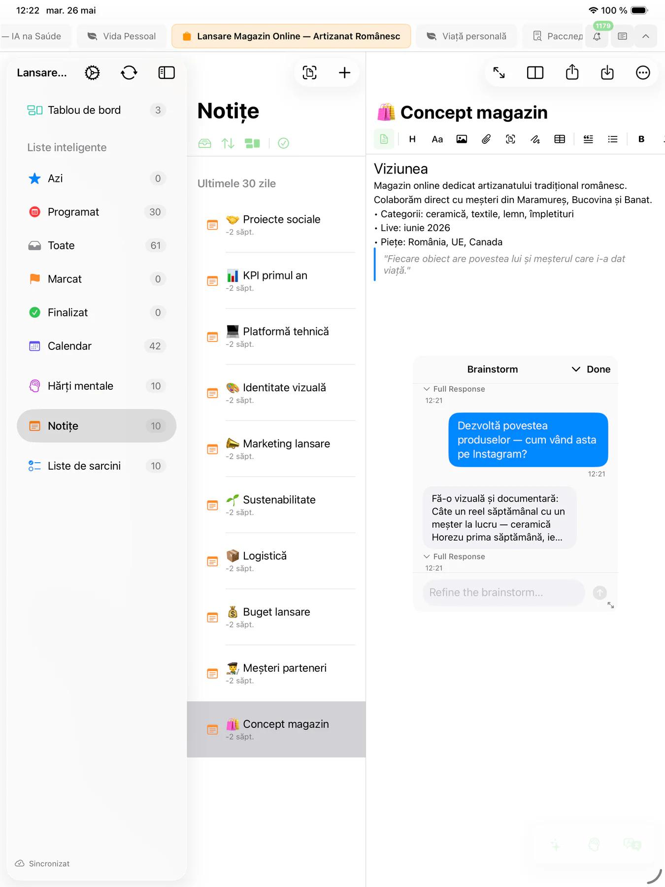 Sesiune de brainstorming Mintofu AI cu conversație multi-tură