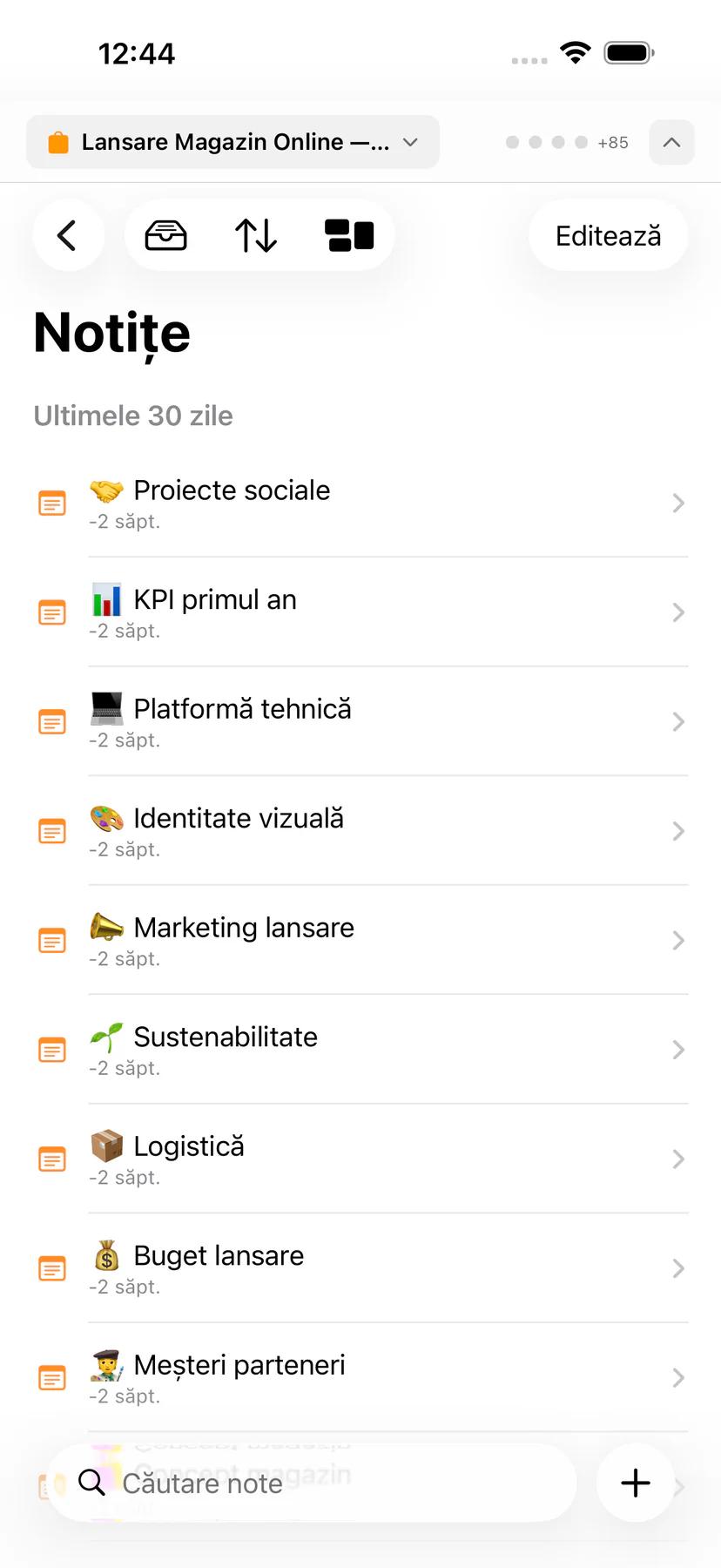 Mintofu funcționând offline cu indicator de mod avion și confirmare de salvare locală