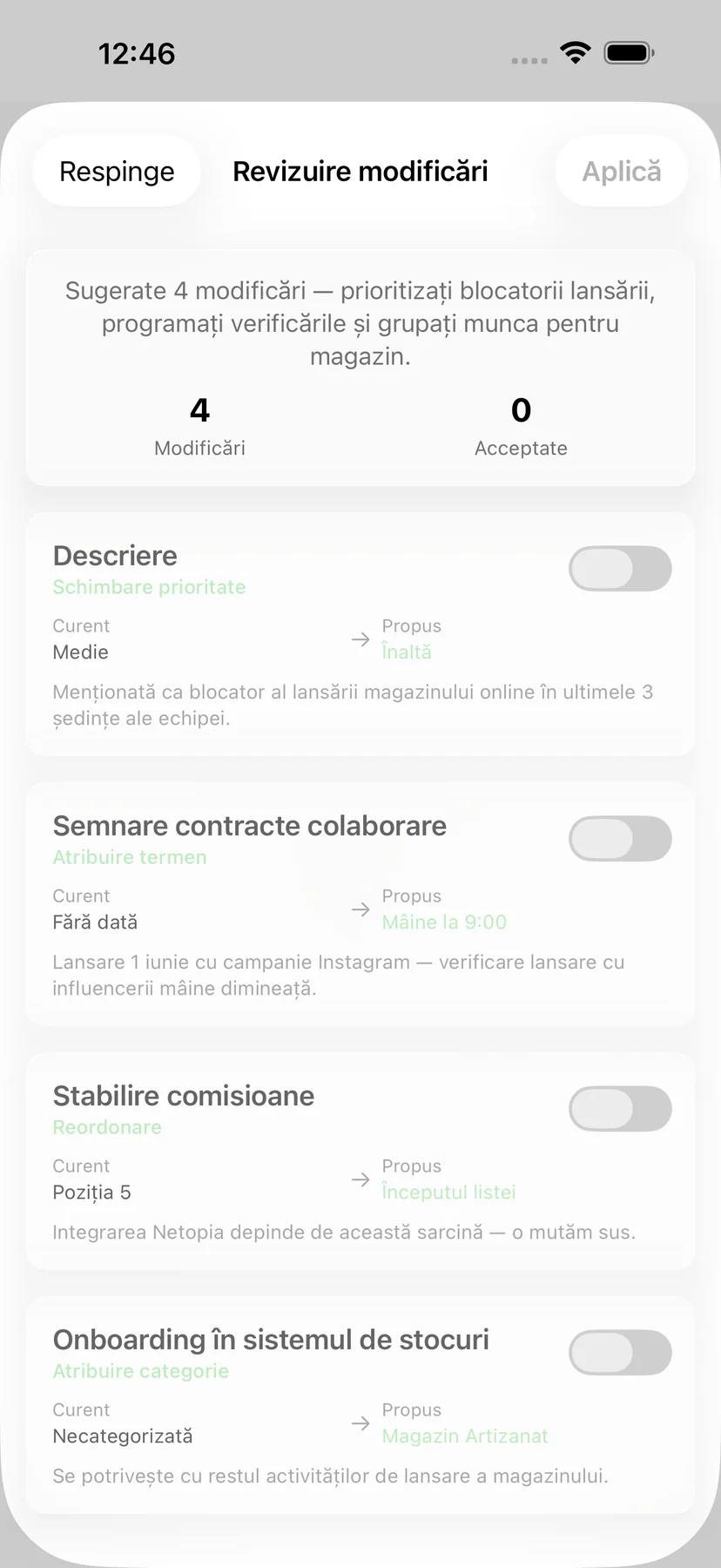 Opțiuni de memento pentru sarcini Mintofu cu alegeri flexibile de programare
