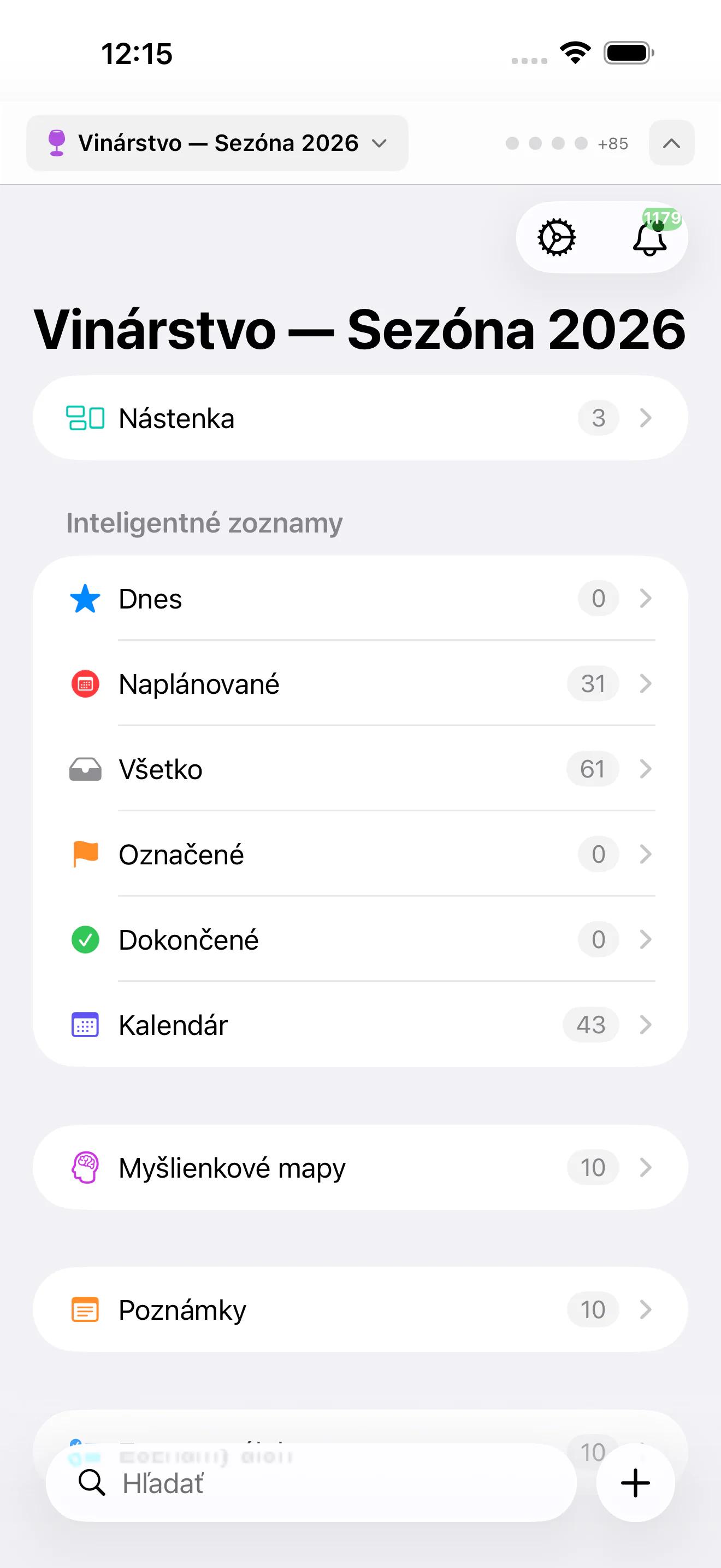 Mintofu bežiaci na Mac, iPad a iPhone — zobrazujúci editor poznámok, plátno myšlienkových máp a zoznam úloh s prioritami