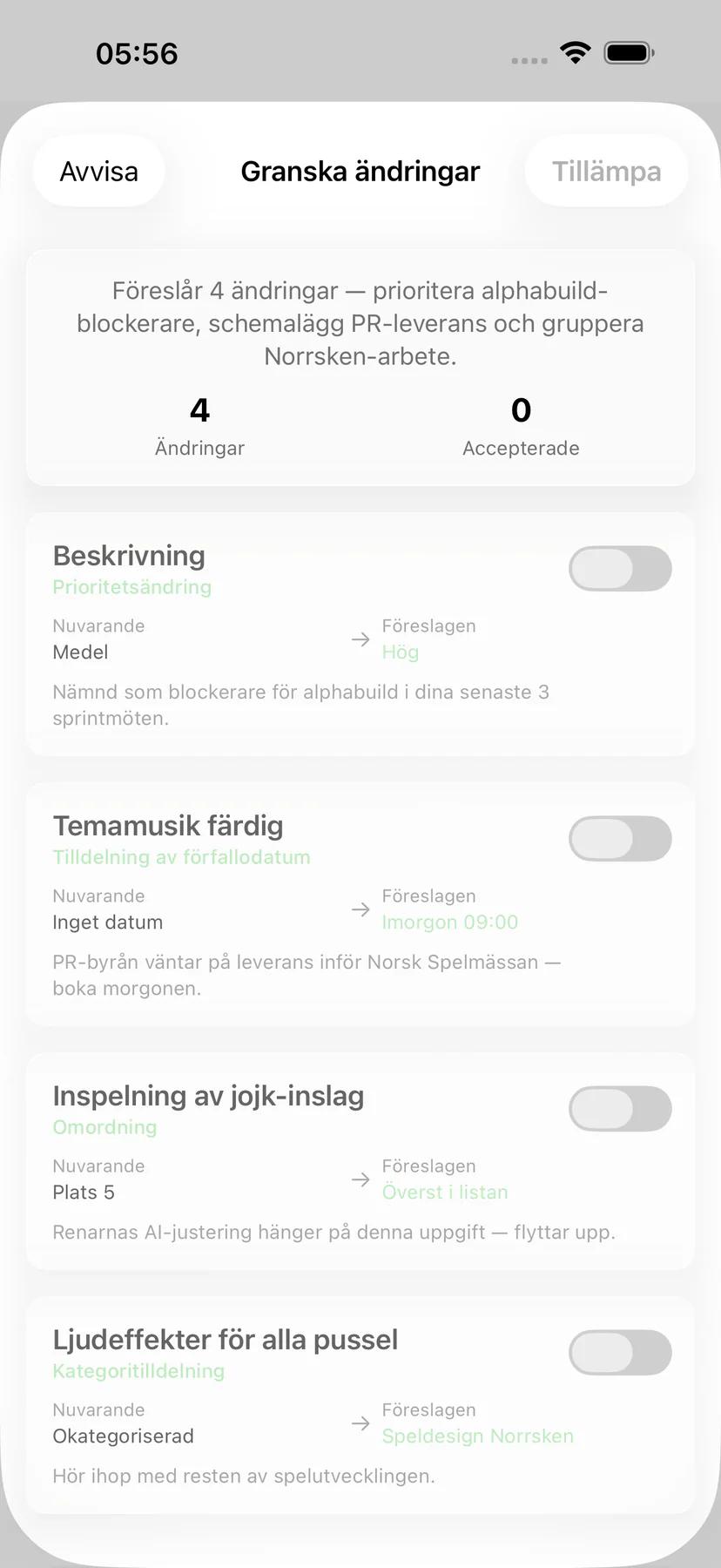 Mintofu påminnelsealternativ med flexibla tidsval