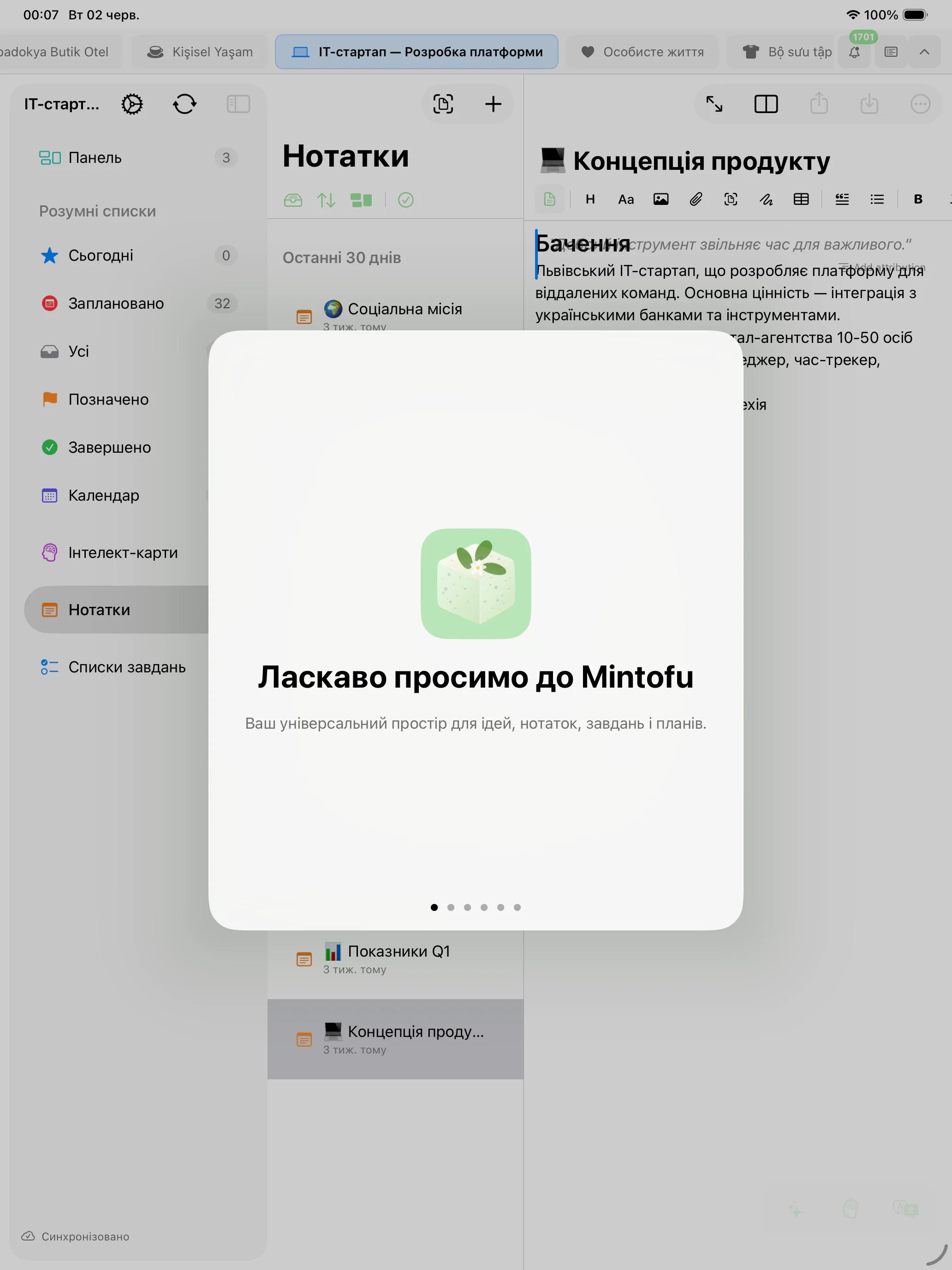 Mintofu, який показує однаковий контент на iPhone, iPad та Mac одночасно