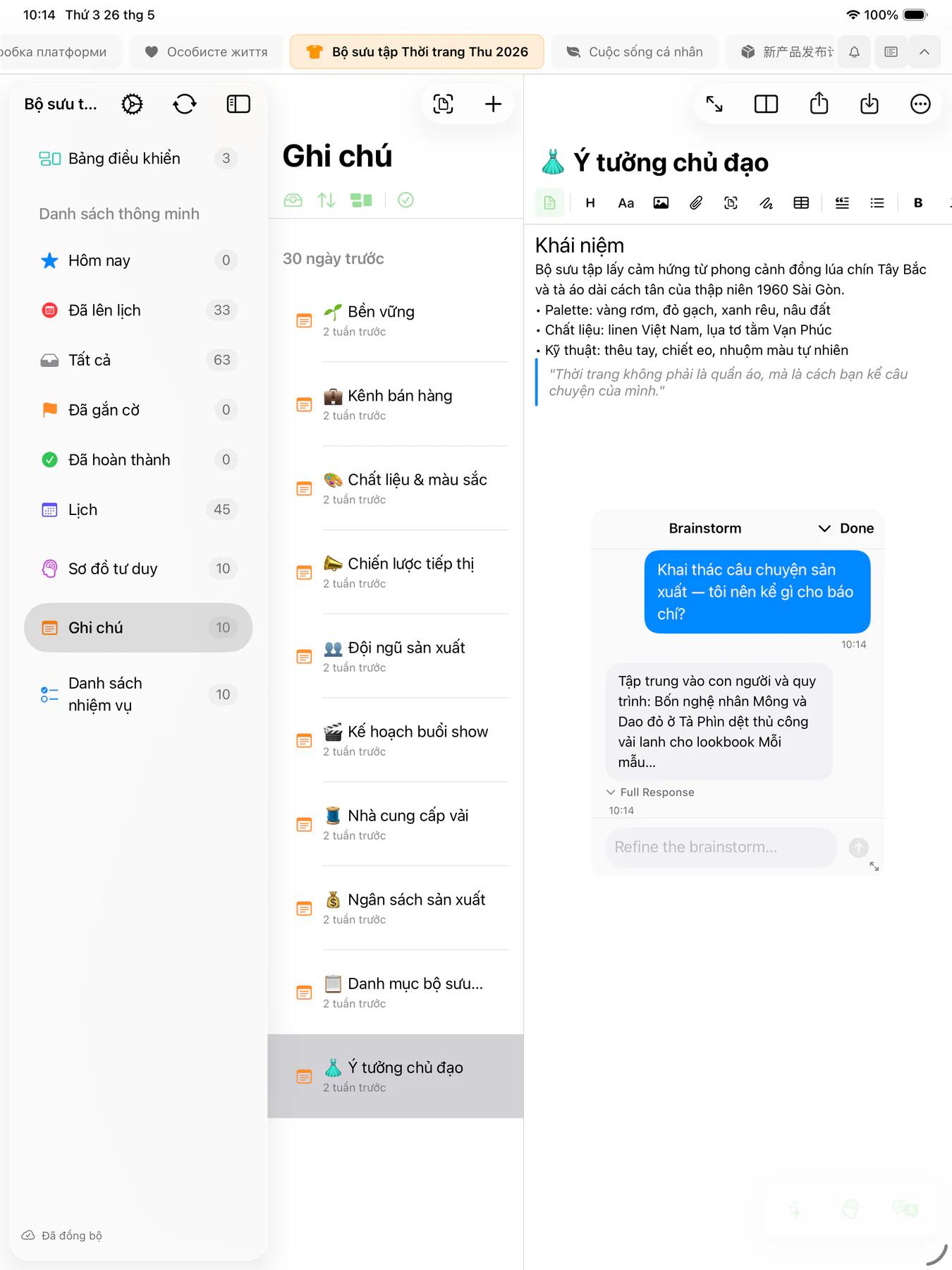 Phiên brainstorm Mintofu AI với cuộc trò chuyện nhiều lượt
