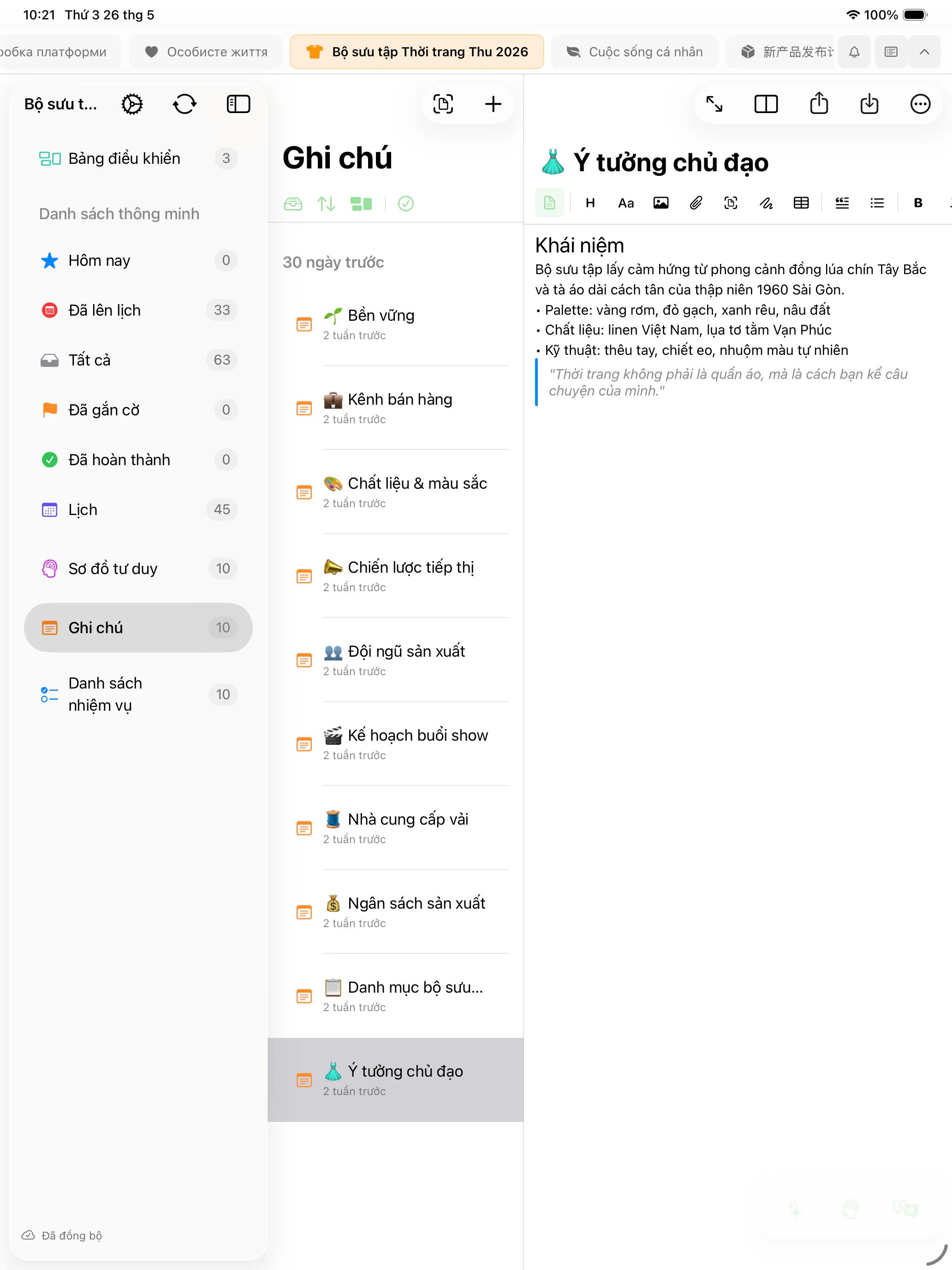 Mintofu chạy trên Mac, iPad và iPhone — hiển thị trình soạn thảo ghi chú, canvas sơ đồ tư duy và danh sách công việc với mức ưu tiên